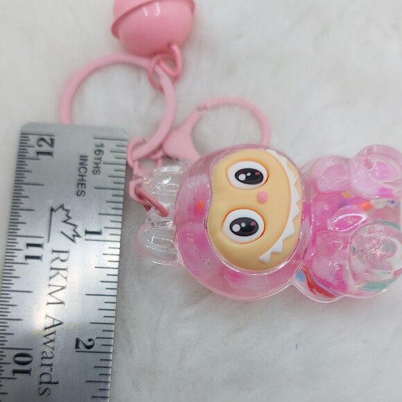 2/$19 Labubu Flowing Sand Exquisite pink keychain with bell - Picture 6 of 9